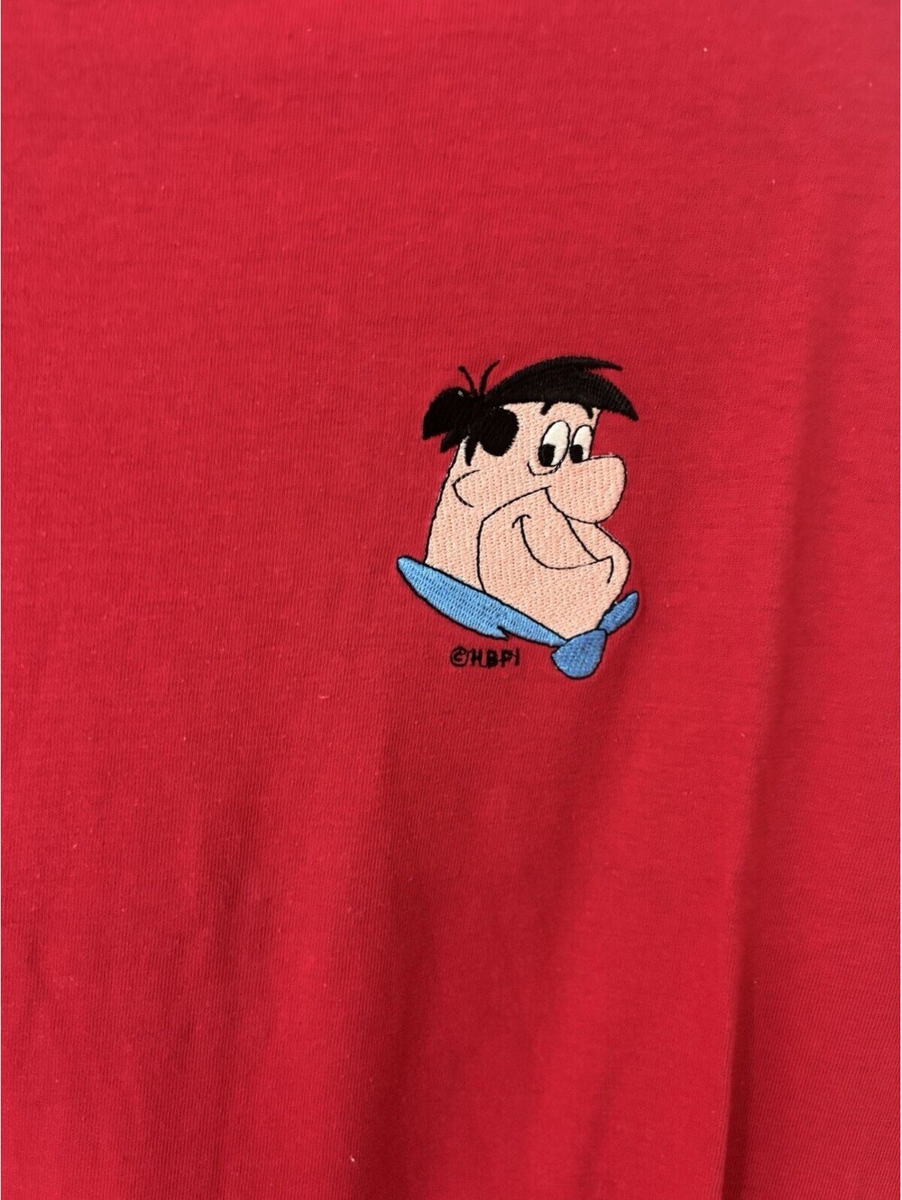 Vintage 1990s Blitzz Studios The Flintstones Embroidered Red Shirt Men's XL